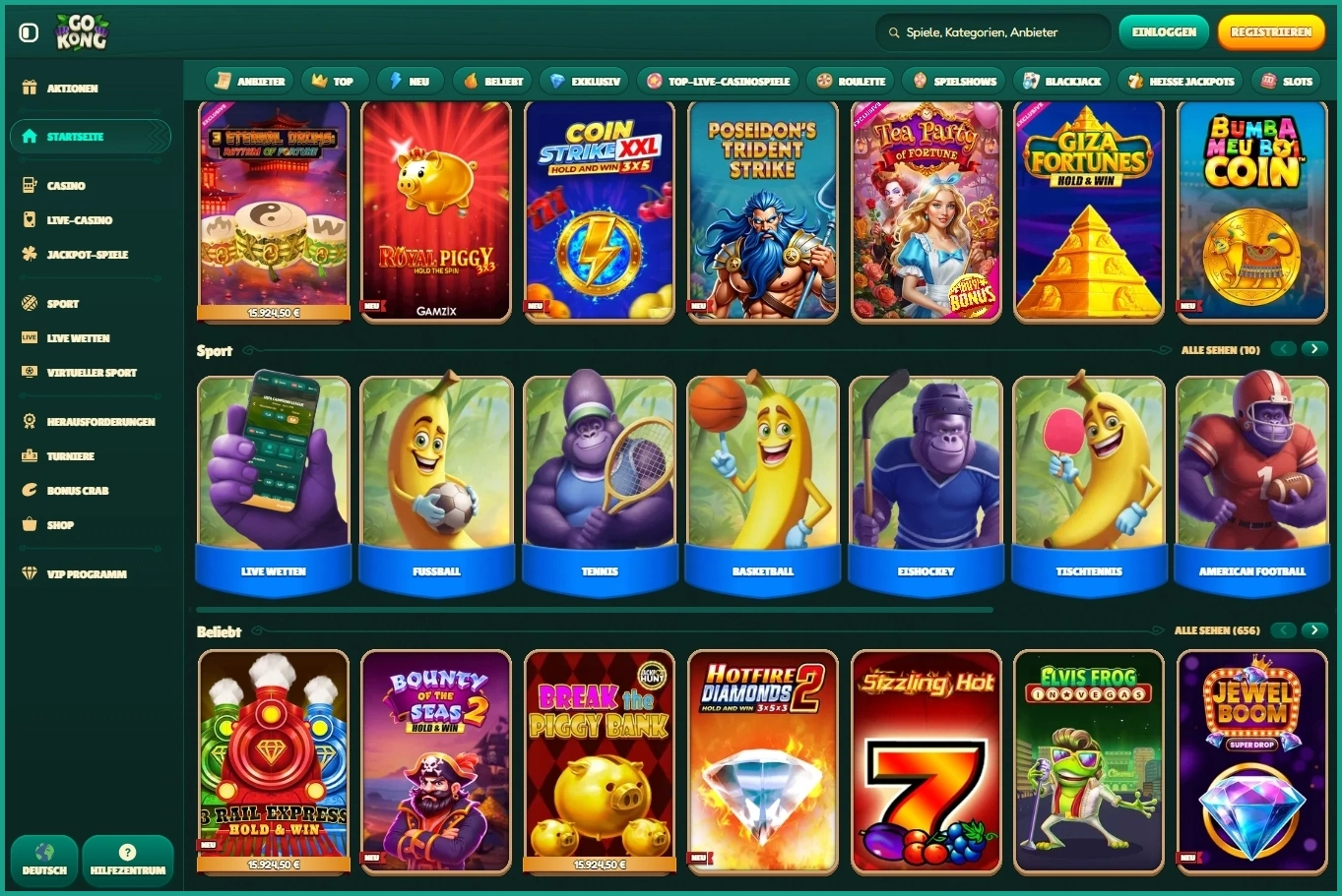 Alle Casino-Spiele bei GoKongim Überblick – Slots, Live & mehr