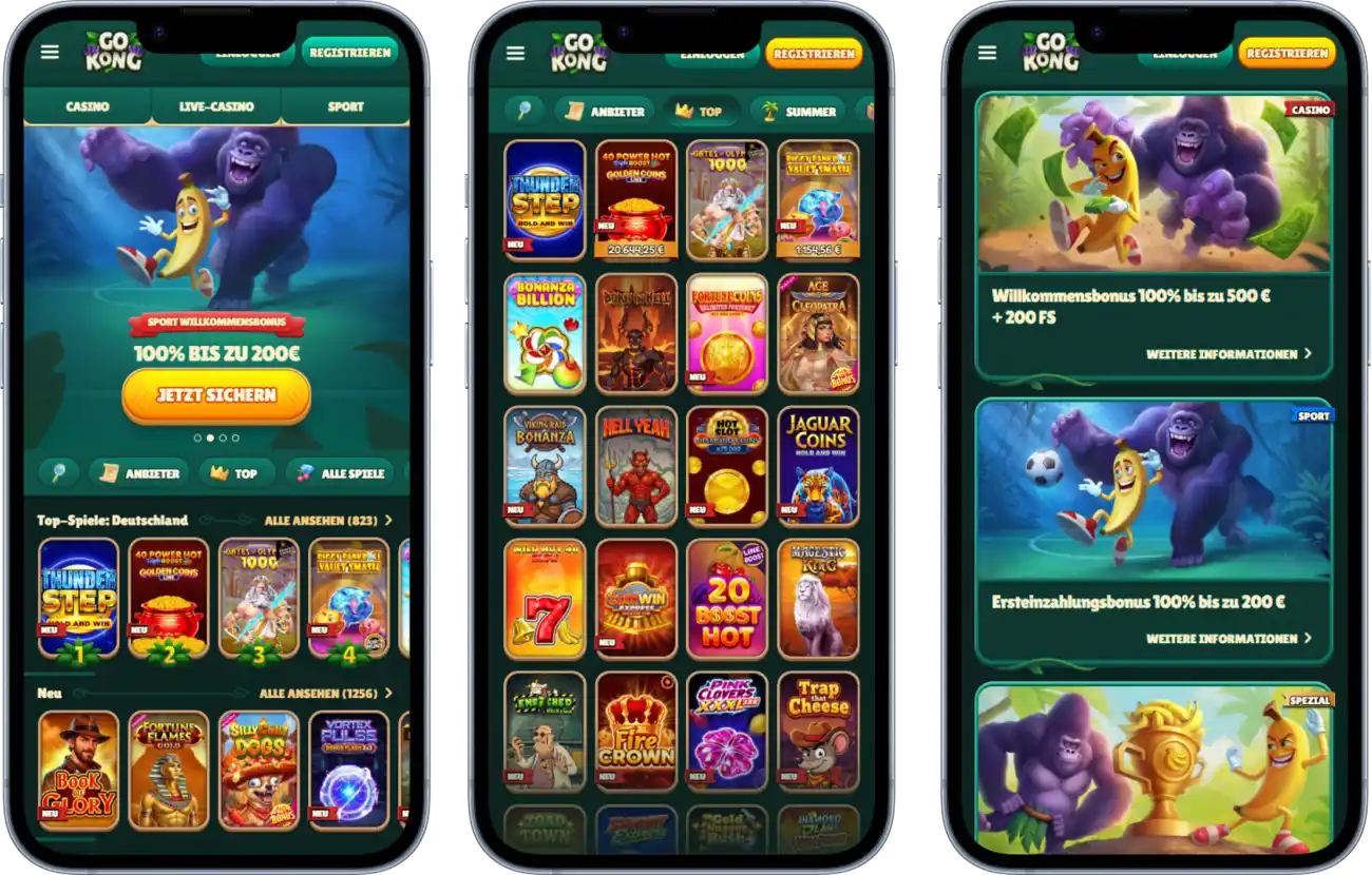 GoKong mobil: Plattform im Browser, kein App-Download erforderlich