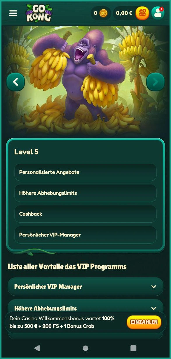 Exklusives VIP-Programm im GoKong Casino